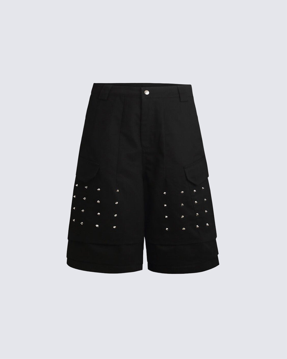 New Gothic Rivet Utility Layered Wide Shorts