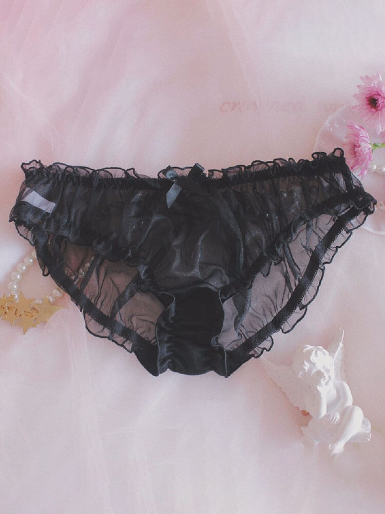 Men's Chiffon Bowknot See-Through Briefs