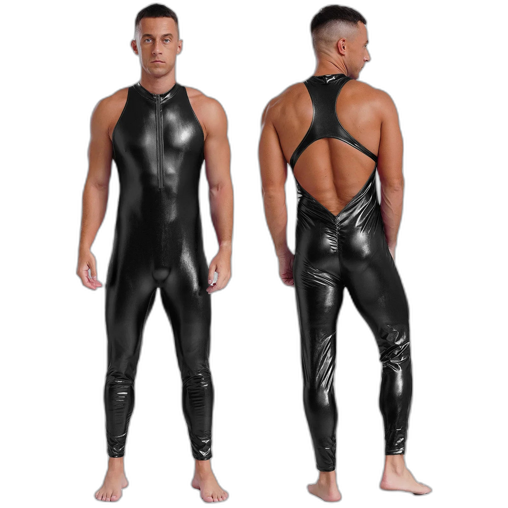 Power Pose Metallic Disco Men's Bodysuit