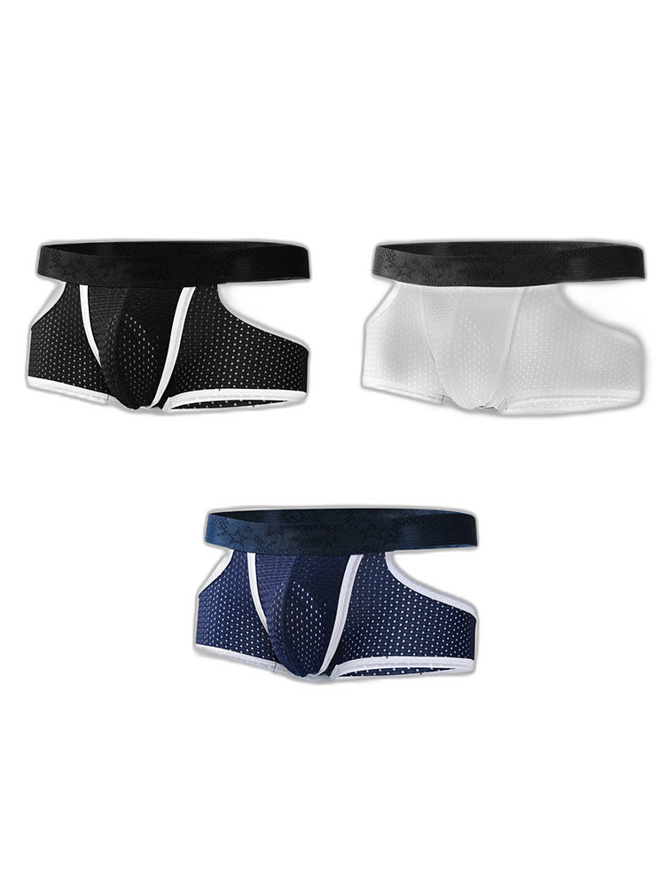 3 Pack Men's Breathable Mesh Lightweight & Airy Supportive Fit Trunks