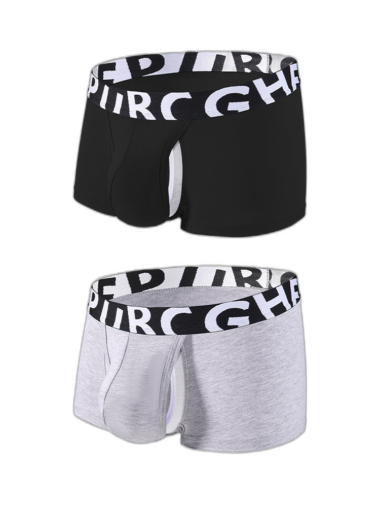 2 Pack Men's Separated Pouch Side Vent Design Trunks