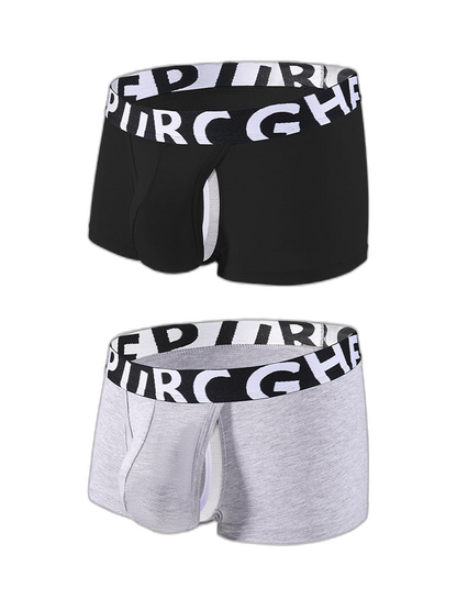 2 Pack Men's Separated Pouch Side Vent Design Trunks