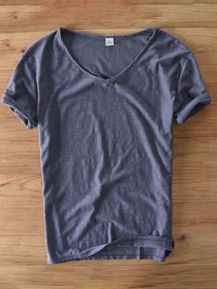 Men's Cotton Short Sleeve V-neck T-shirt