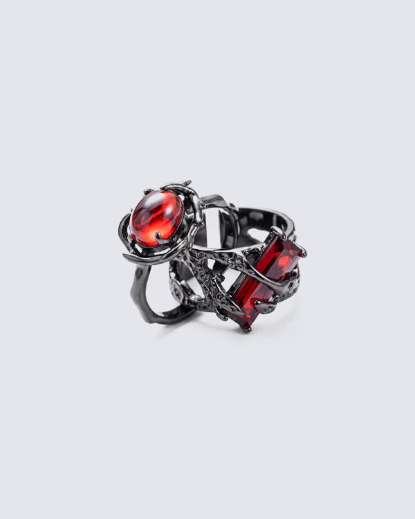 Vintage Red Zircon Couple Rings