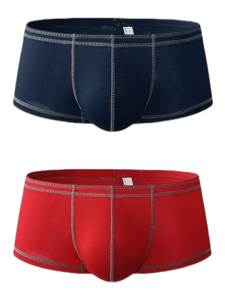 2 Pack Men's Sporty Breathable U Convex Pouch Trunks