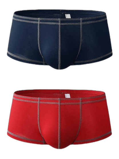 2 Pack Men's Sporty Breathable U Convex Pouch Trunks