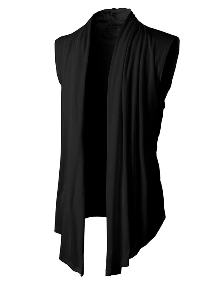 Men's Solid Color Sleeveless Knit Cardigan