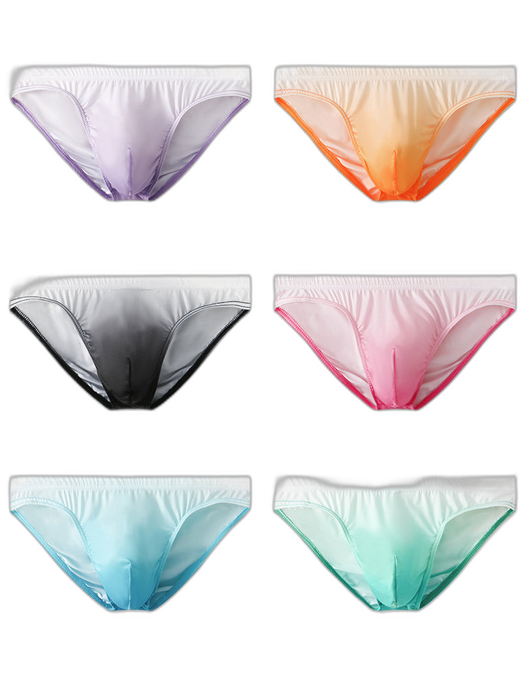 3 Pack Men's Sensual Silk-Like Loose Gradient Color Bikini
