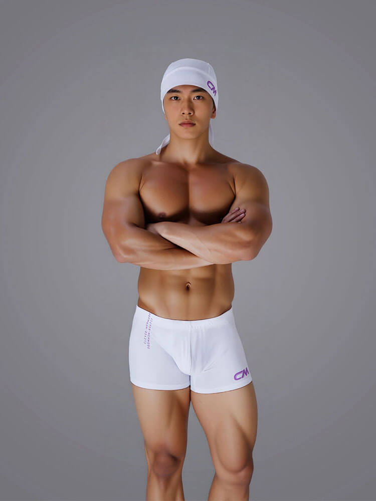 Men's Letter Print Quick-Dry Swim Trunks And Caps