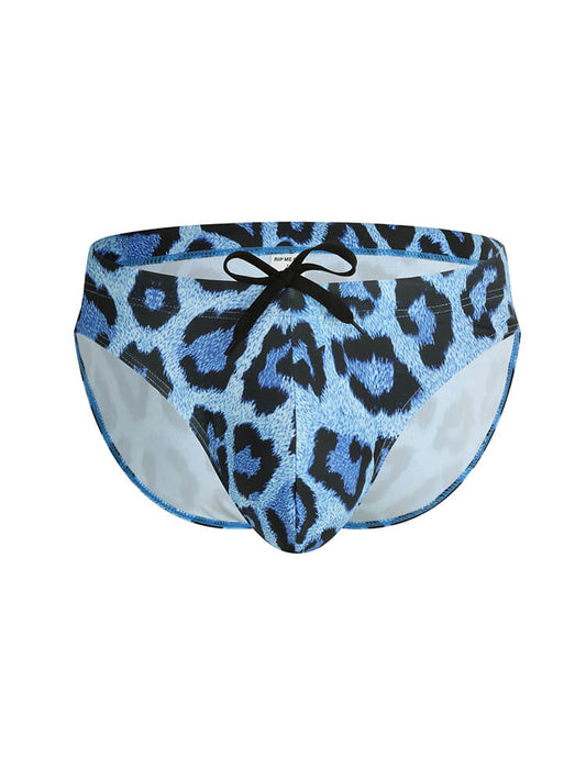 Men's Sexy Elastic Leopard Print Swim Briefs