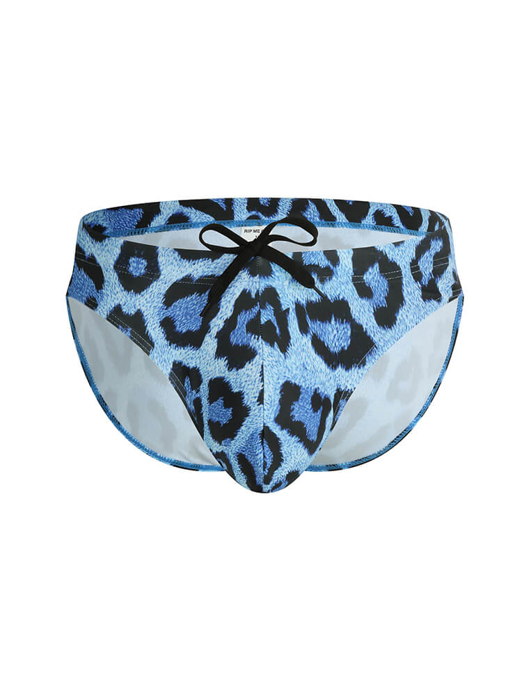 Men's Sexy Elastic Leopard Print Swim Briefs