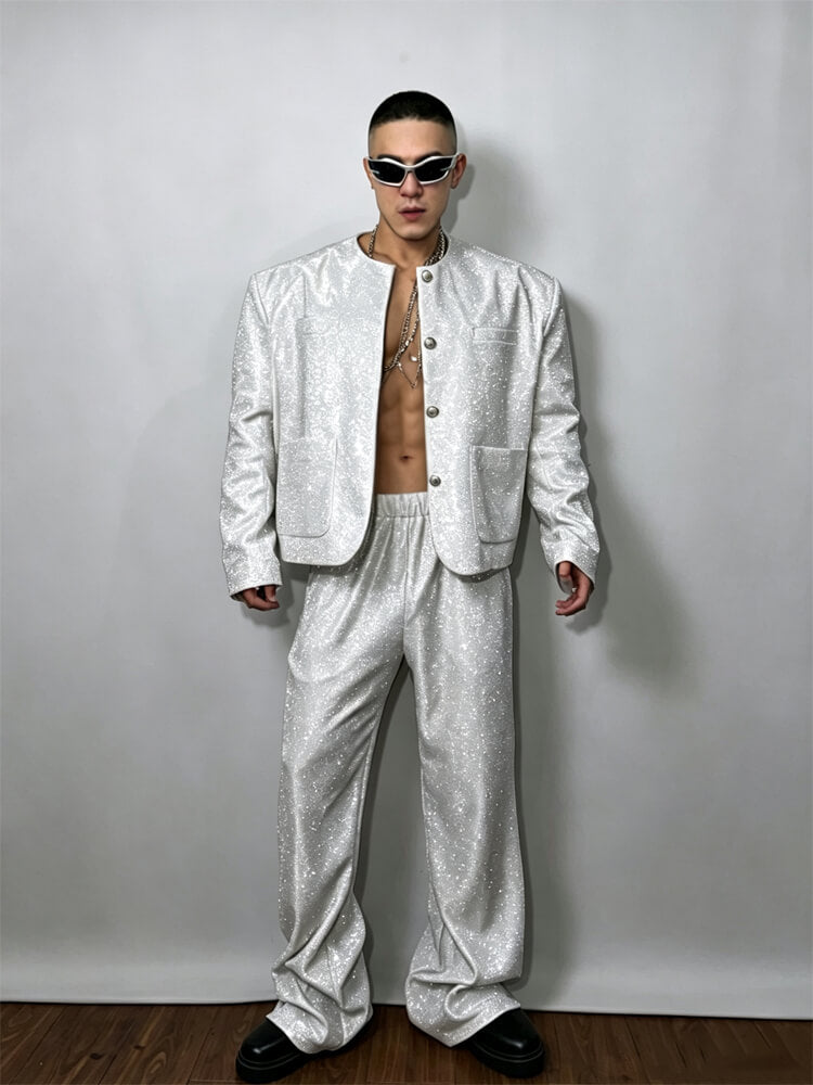 Men's Shiny Suit Hip-Hop Performance Costume Set