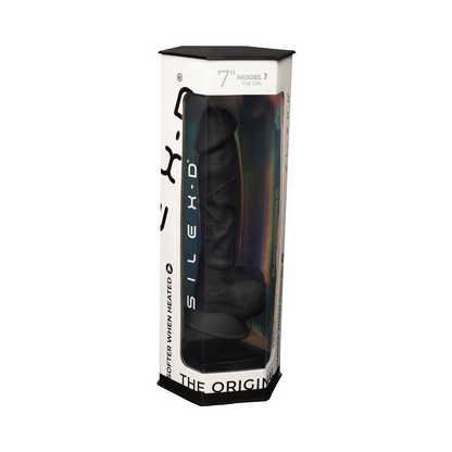 SilexD 7 inch Realistic Silicone Dual Density Dildo with Suction Cup and balls Black