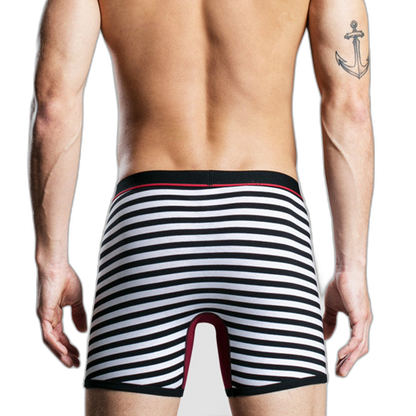 Men's Fly Front with Pouch Striped Cotton Boxer Briefs