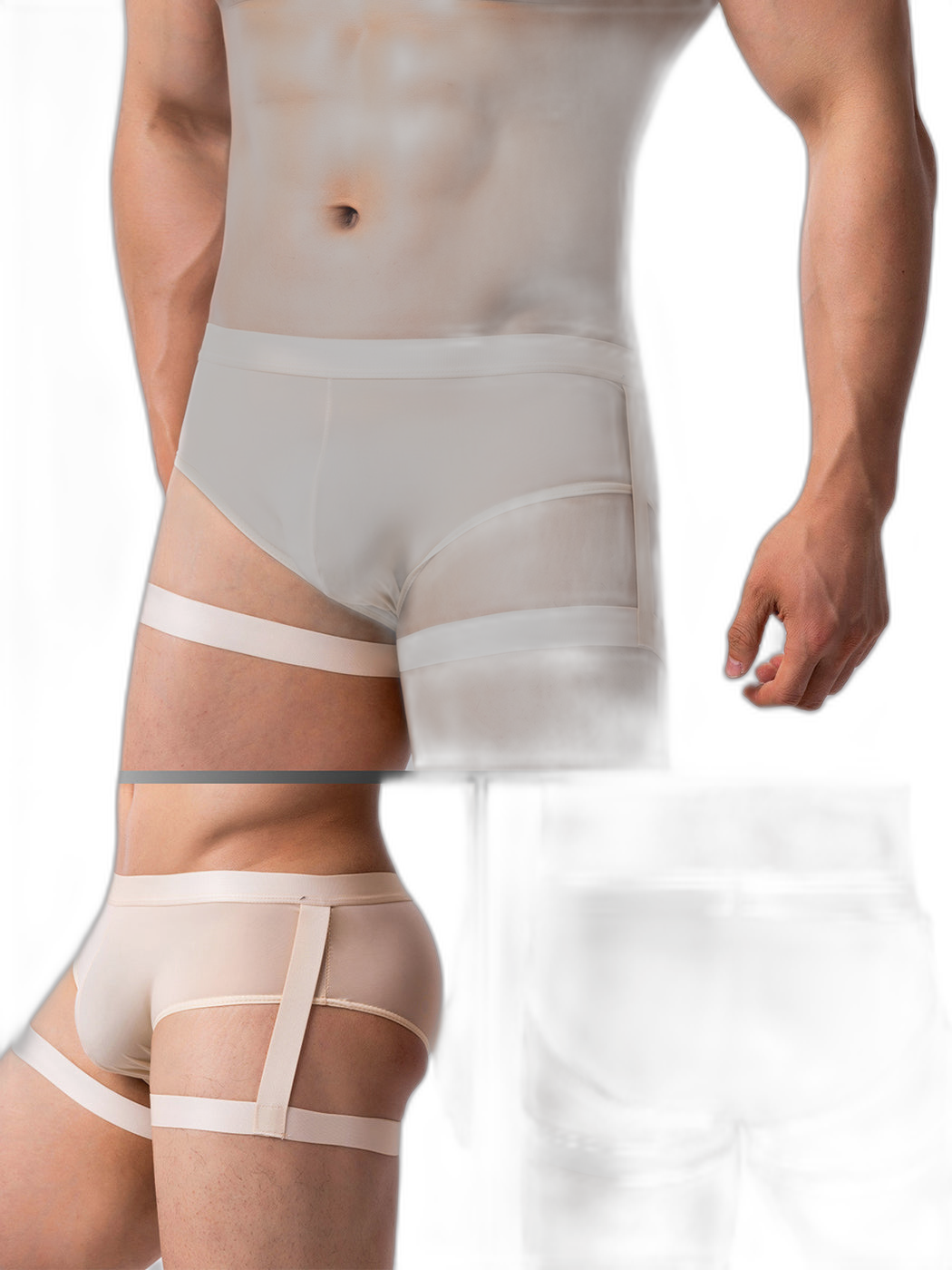 Men’s Sexy Solid Color Suspender Briefs