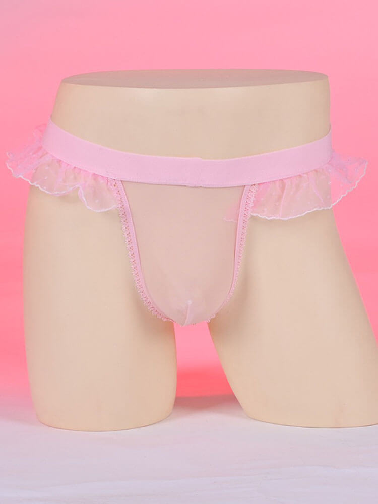 Men's Sexy Lace-Trimmed Revealing Buttocks Thong