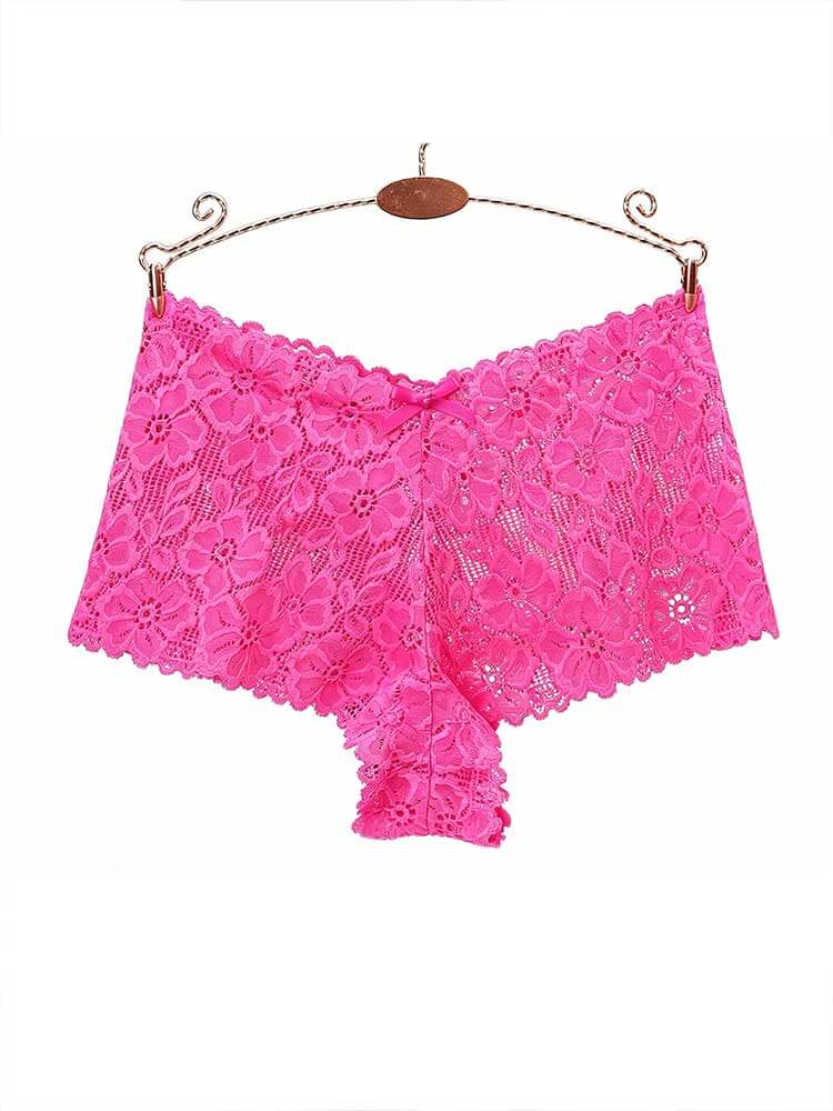 Men's Sexy Openwork Jacquard Lace Boxer Briefs