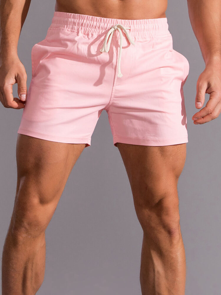Men's Sports Casual Solid Color Cotton Beach Shorts