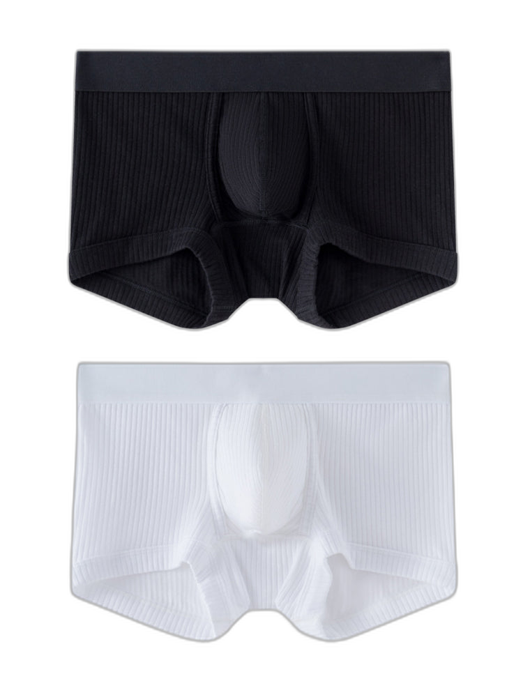 2 Pack Men's Ultra-Soft Premium Pure Cotton Comfy Waistband Seamless Trunks