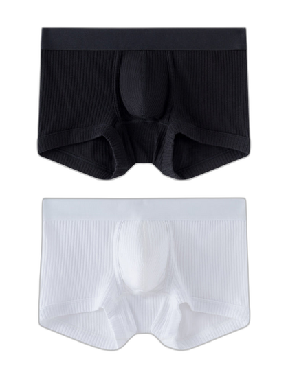 2 Pack Men's Ultra-Soft Premium Pure Cotton Comfy Waistband Seamless Trunks
