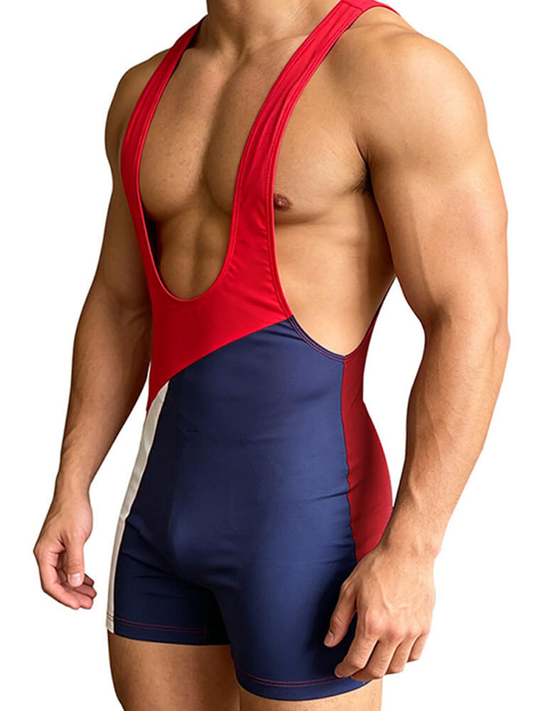 Men's Colorblock Elastic Quick Dry Sports Bodysuit