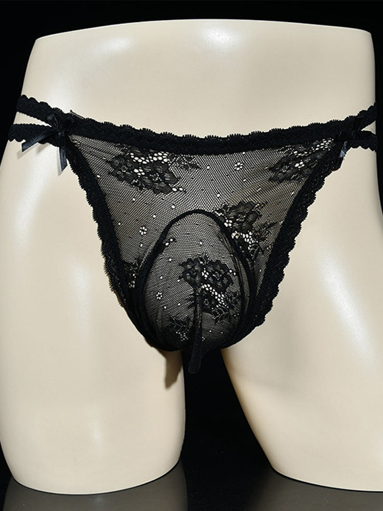 Men's Lace Super Thin Fun Thong Underwear
