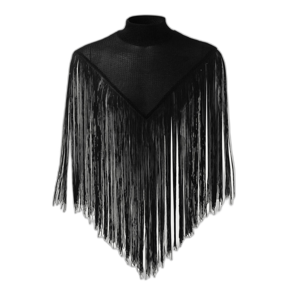 Fringe Knit Shoulder Drape