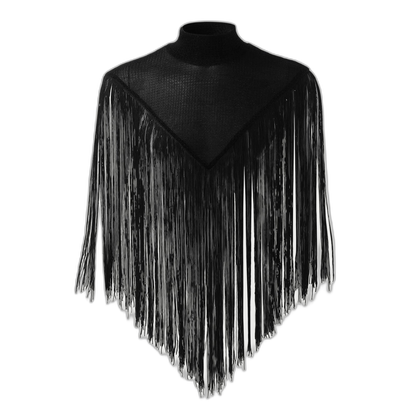 Fringe Knit Shoulder Drape