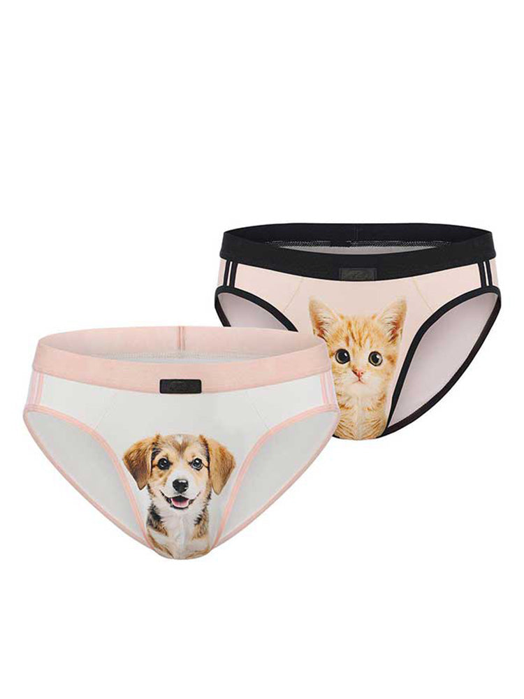Men's Cute Pet-Themed Graphic Print Funny Briefs