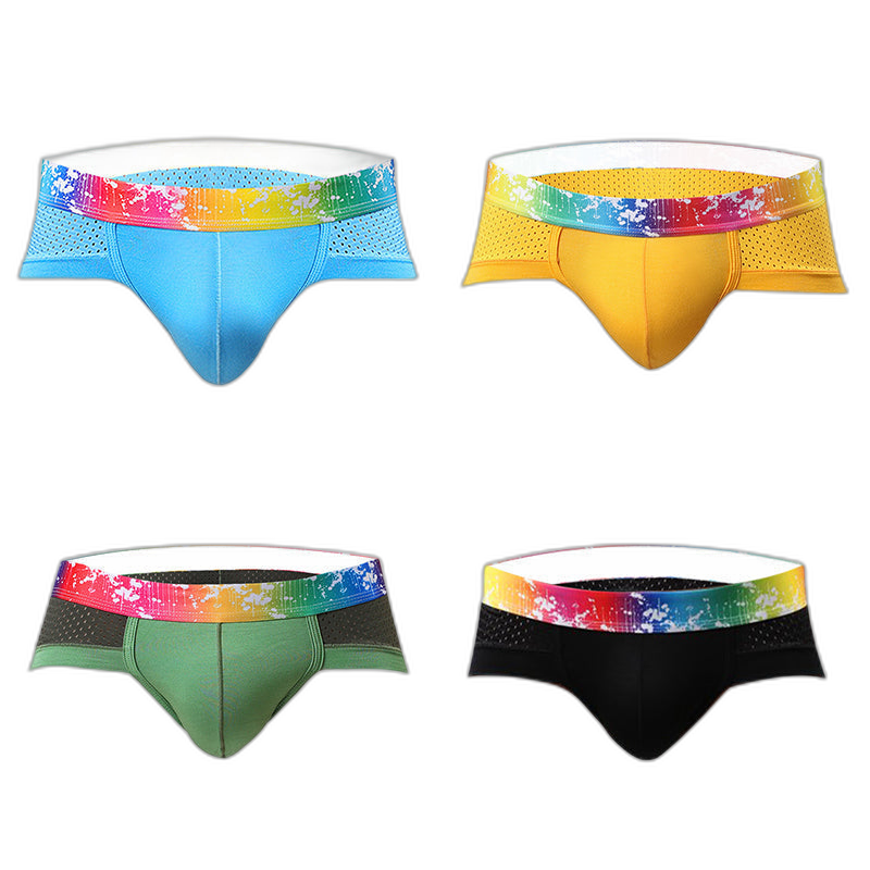 4 Pack Breathable Modal Colored Belt Briefs-rainbow pride underwear