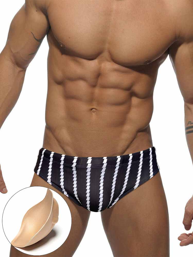 Men's Sexy Low Waist Vertical Striped Swim Briefs