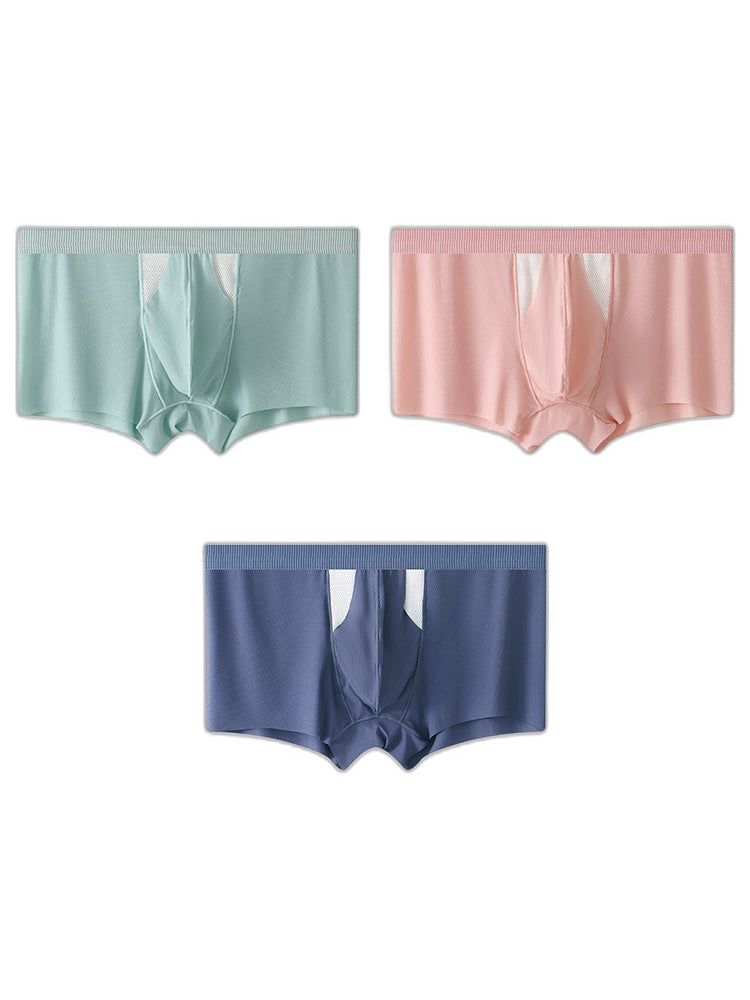 3 Pack Split-Support Men's Trunks- Breathable & Bulge-Enhancing