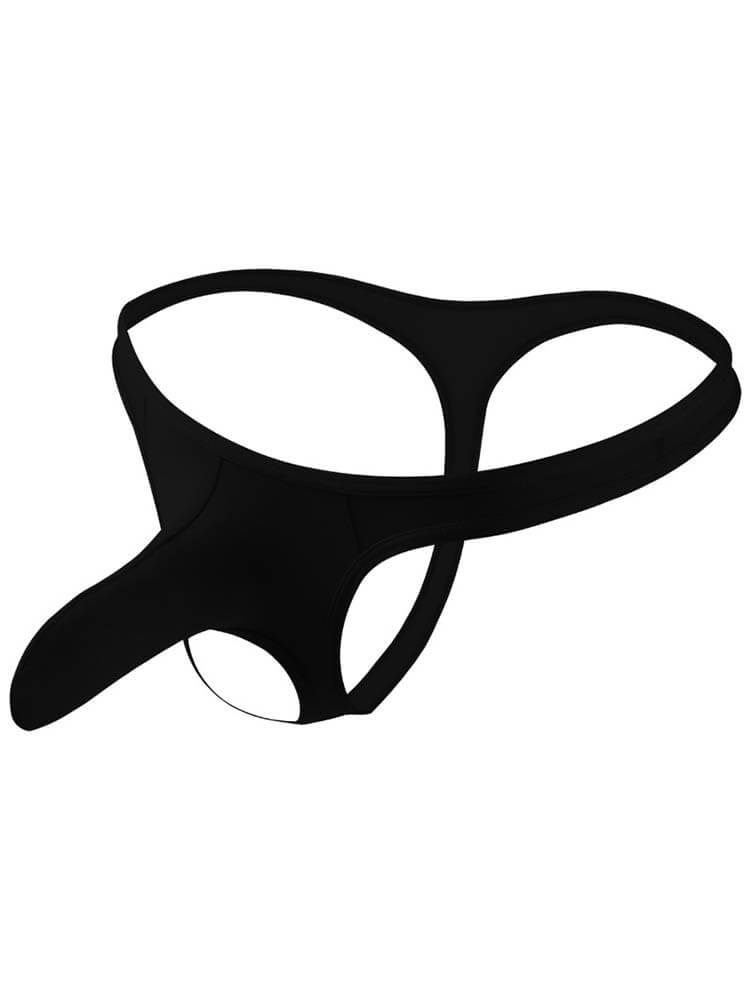 Men's Sexy Solid Color Elastic Ice Silk Thong