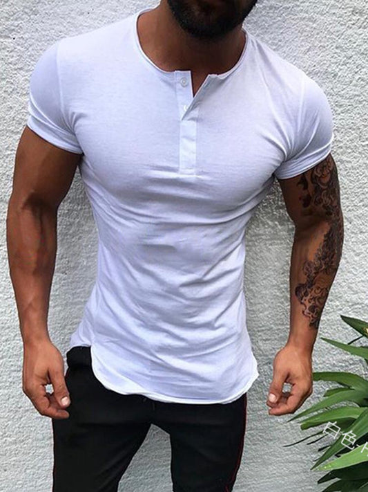 Men's Casual Solid Color Round Neck T-shirt