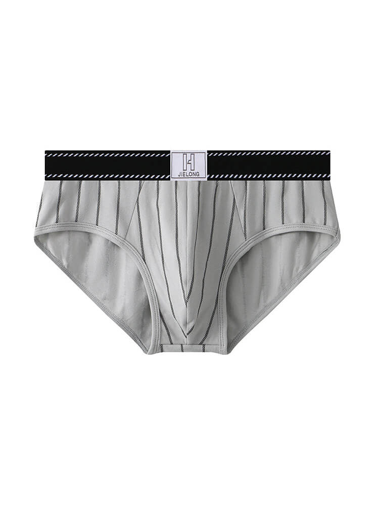 Men's Vertical Stripe Breathable Cotton Briefs