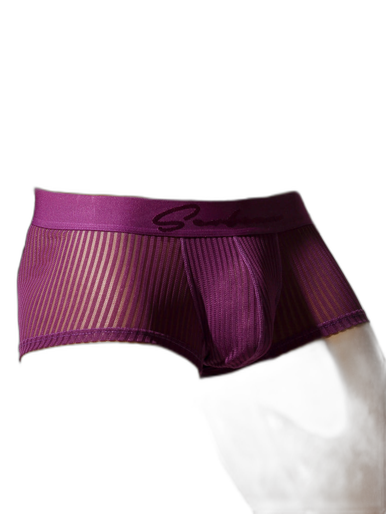 3 Pack Men's Striped Mesh Trunks with Comfort Pouch