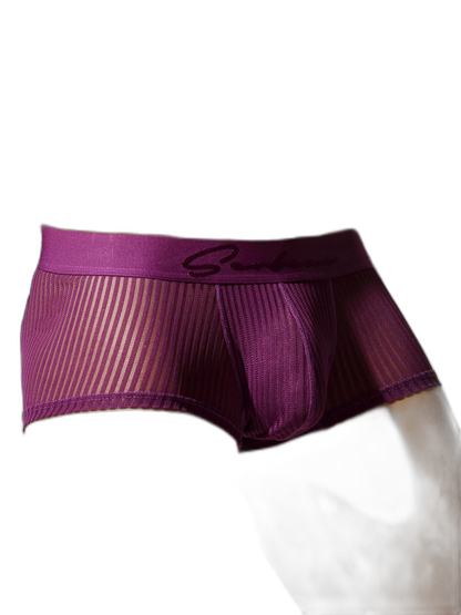 3 Pack Men's Striped Mesh Trunks with Comfort Pouch