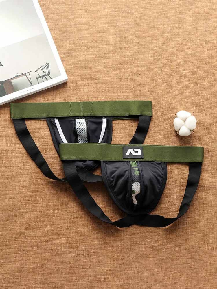 Men's Sexy Camouflage Hollow Double Thong Briefs