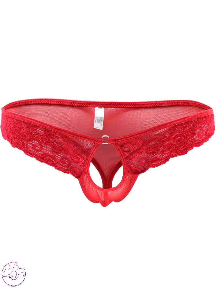 Men's Sheer Lace Stretch Thong
