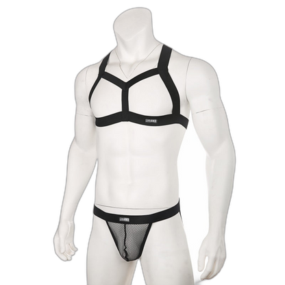 Chest Harness + Mesh Jockstrap Erotic Clubwear