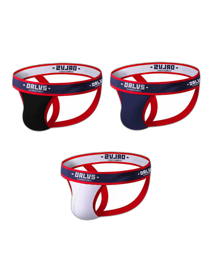 3 Pack Men's U-Pouch Striped Sexy Jockstraps