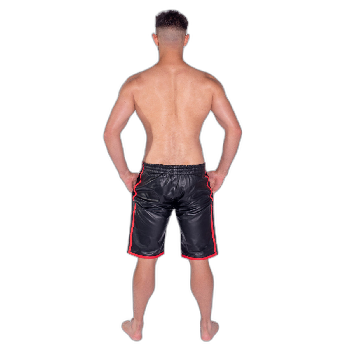 Prowler RED Leather Long Sports Shorts Black Red
