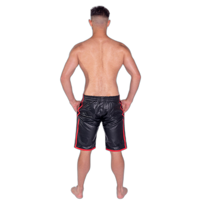 Prowler RED Leather Long Sports Shorts Black Red