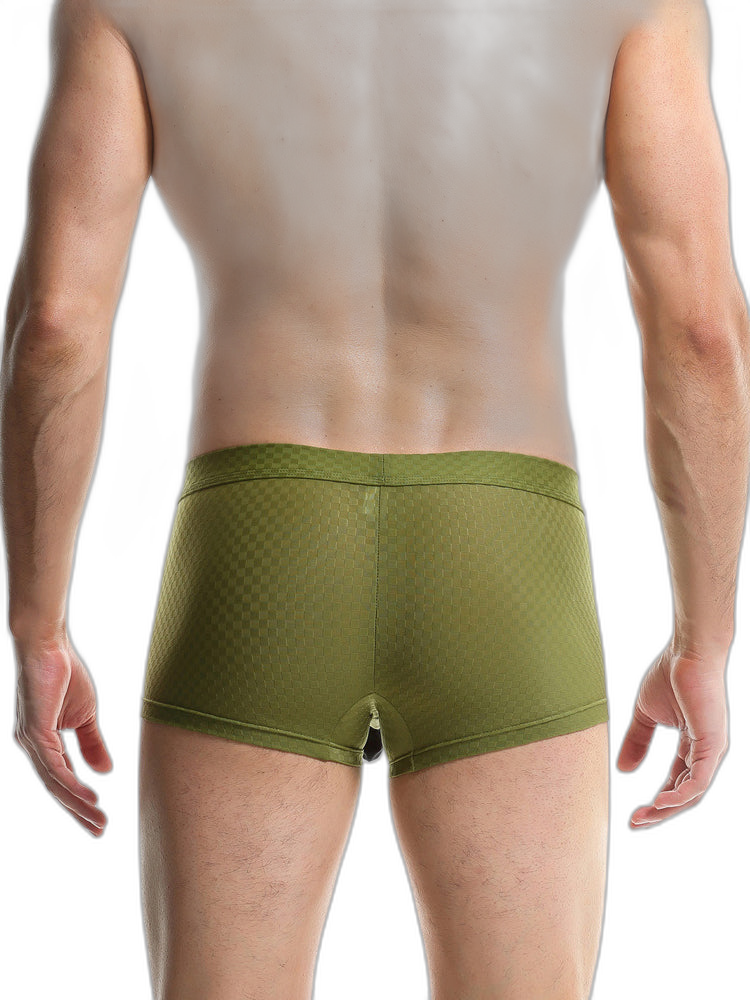 Men's Low-Rise Mesh Trunks – Breathable Nylon with 3D Pouch Support