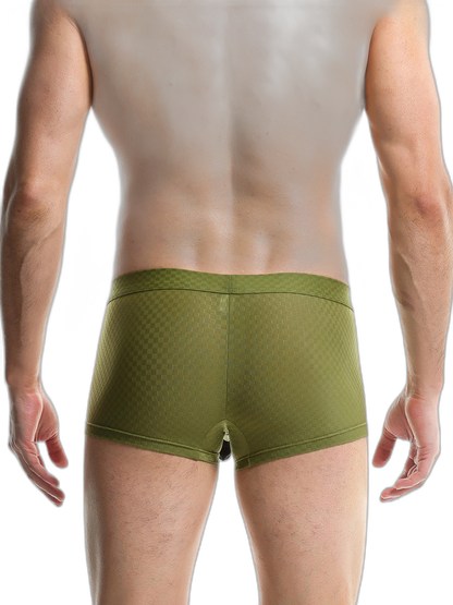 Men's Low-Rise Mesh Trunks – Breathable Nylon with 3D Pouch Support