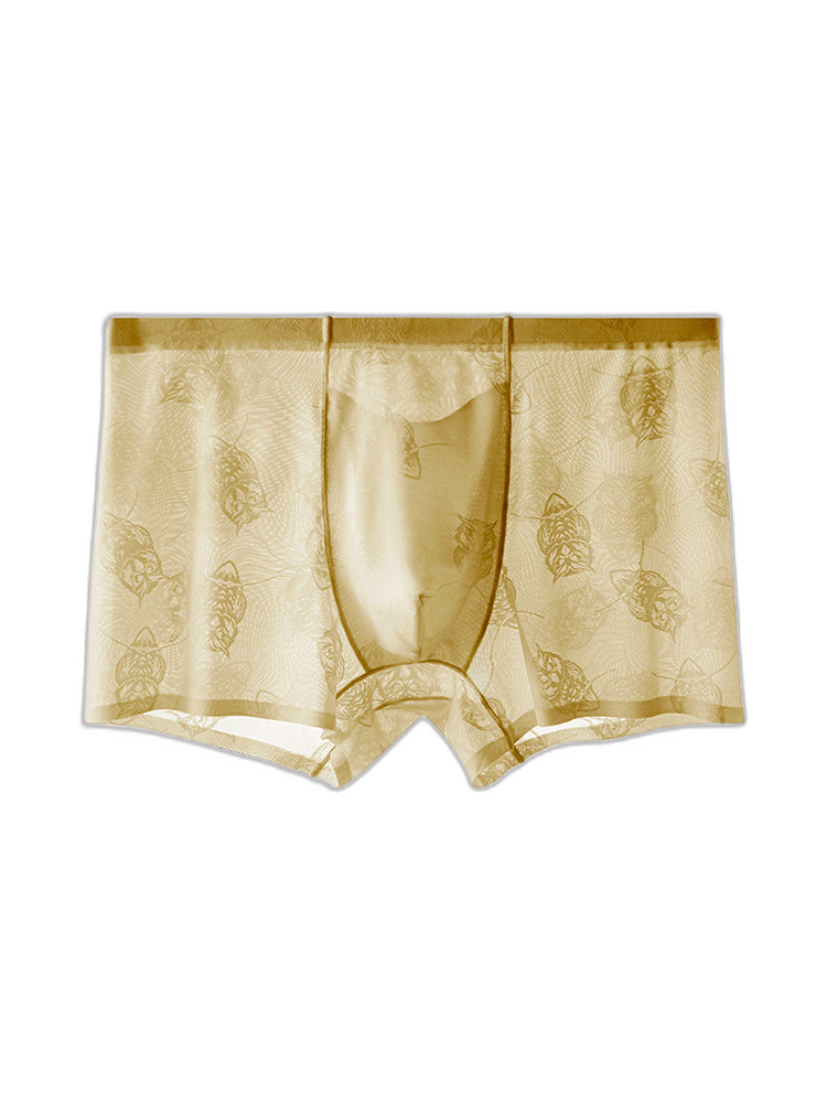 4 Pack Men's Ice Silk Antibacterial Mid-Rise Seamless Comfort Trunks