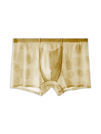 4 Pack Men's Ice Silk Antibacterial Mid-Rise Seamless Comfort Trunks