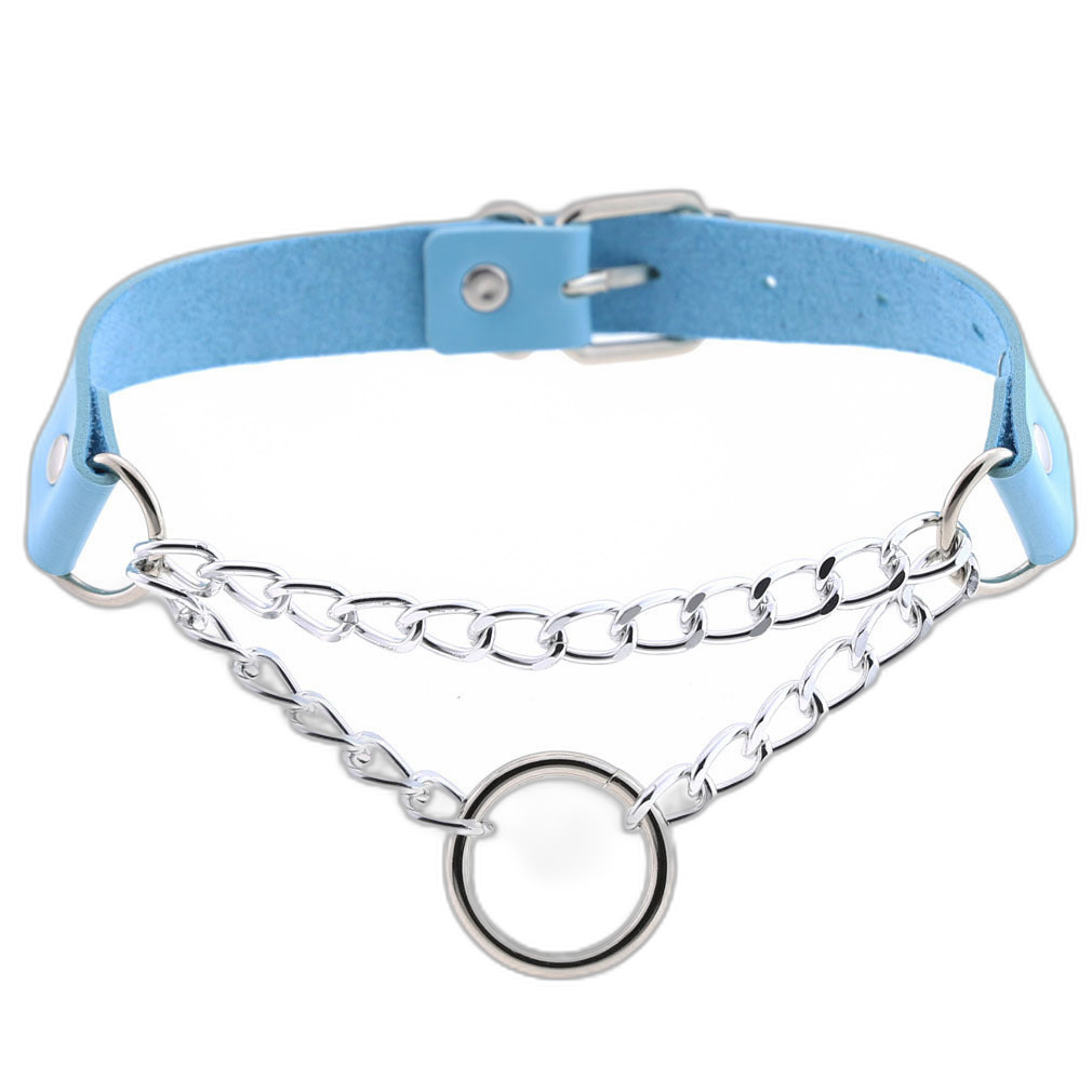 Chained O-Ring Leather Collar / Choker
