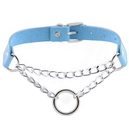 Chained O-Ring Leather Collar / Choker