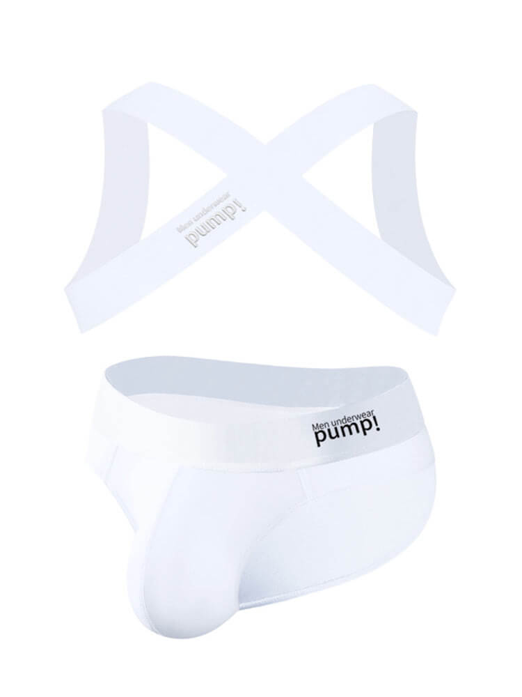 Men's Elastic Shoulder Strap Underwear 2-Piece Set
